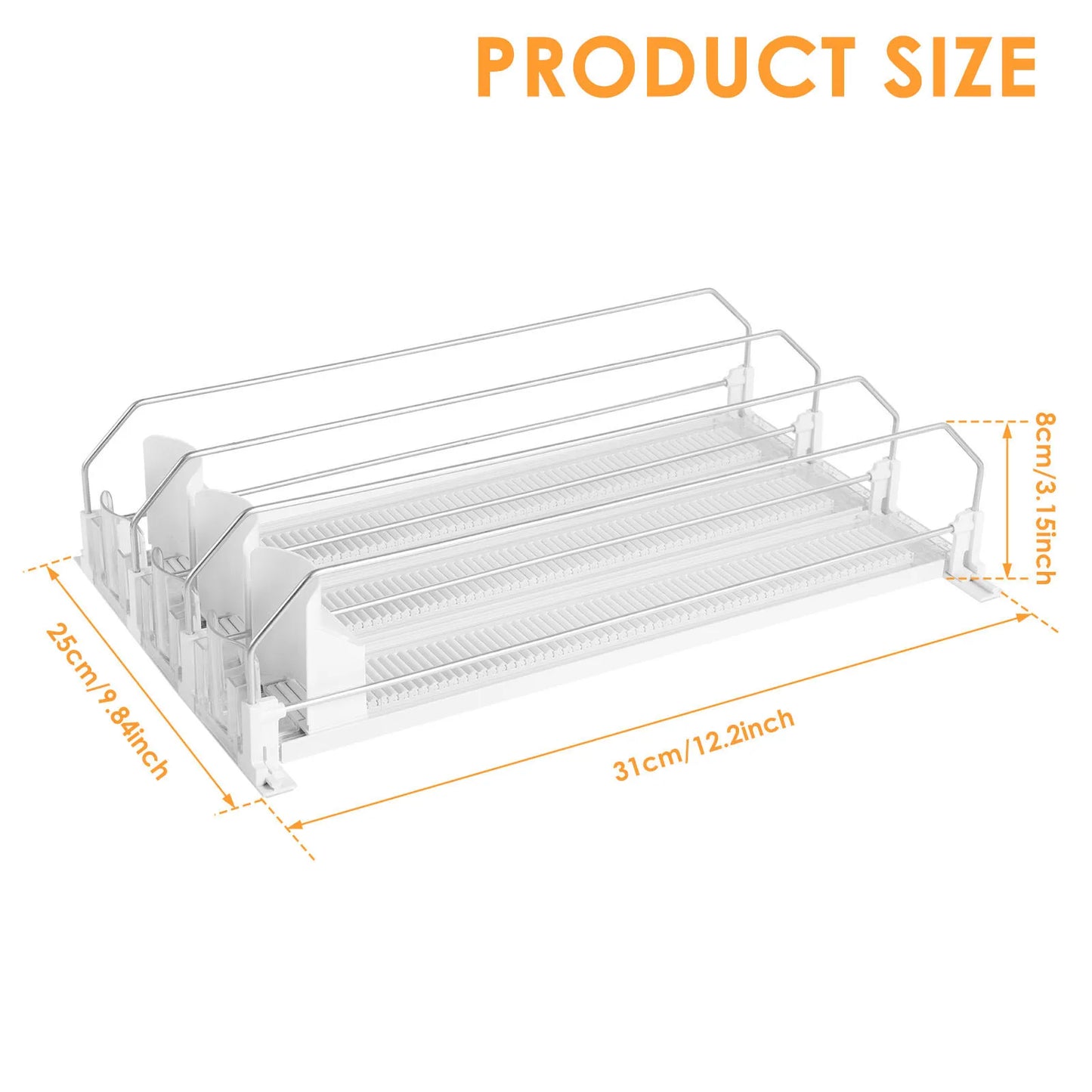 Organizador de bebidas 3 columnas para refrigerios con empuje automático Estante de almacenamiento