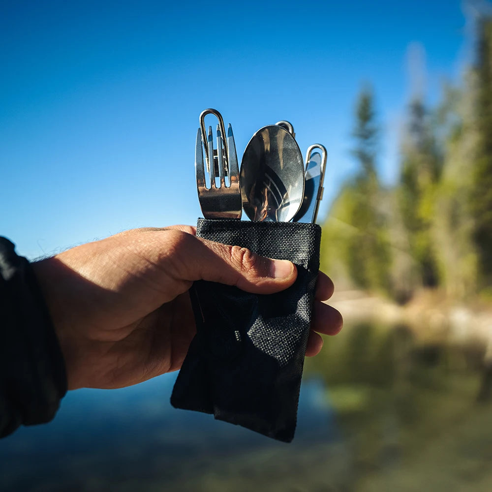 Set de cubiertos plegables para camping Cuchillo, Tenedor y Cuchara