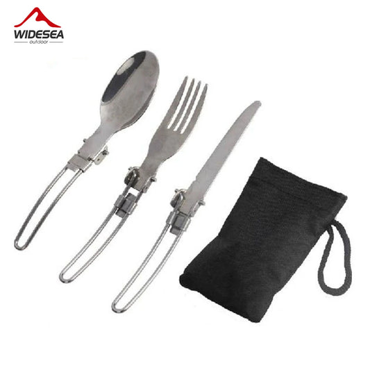 Set de cubiertos plegables para camping  Cuchillo, Tenedor y Cuchara