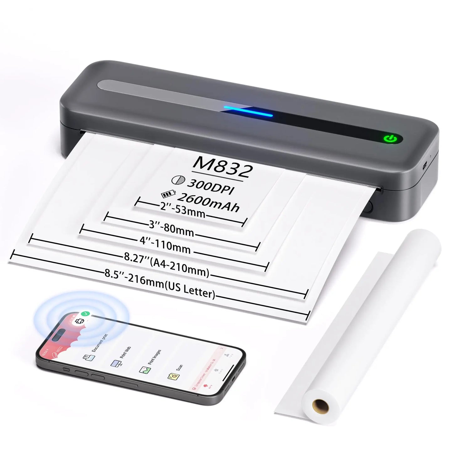 Impresora portátil A4 Bluetooth sin necesidad de tinta