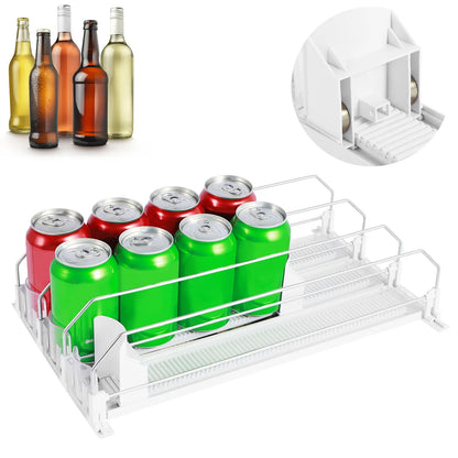 Organizador de bebidas   3 columnas para refrigerios con empuje automático Estante de almacenamiento